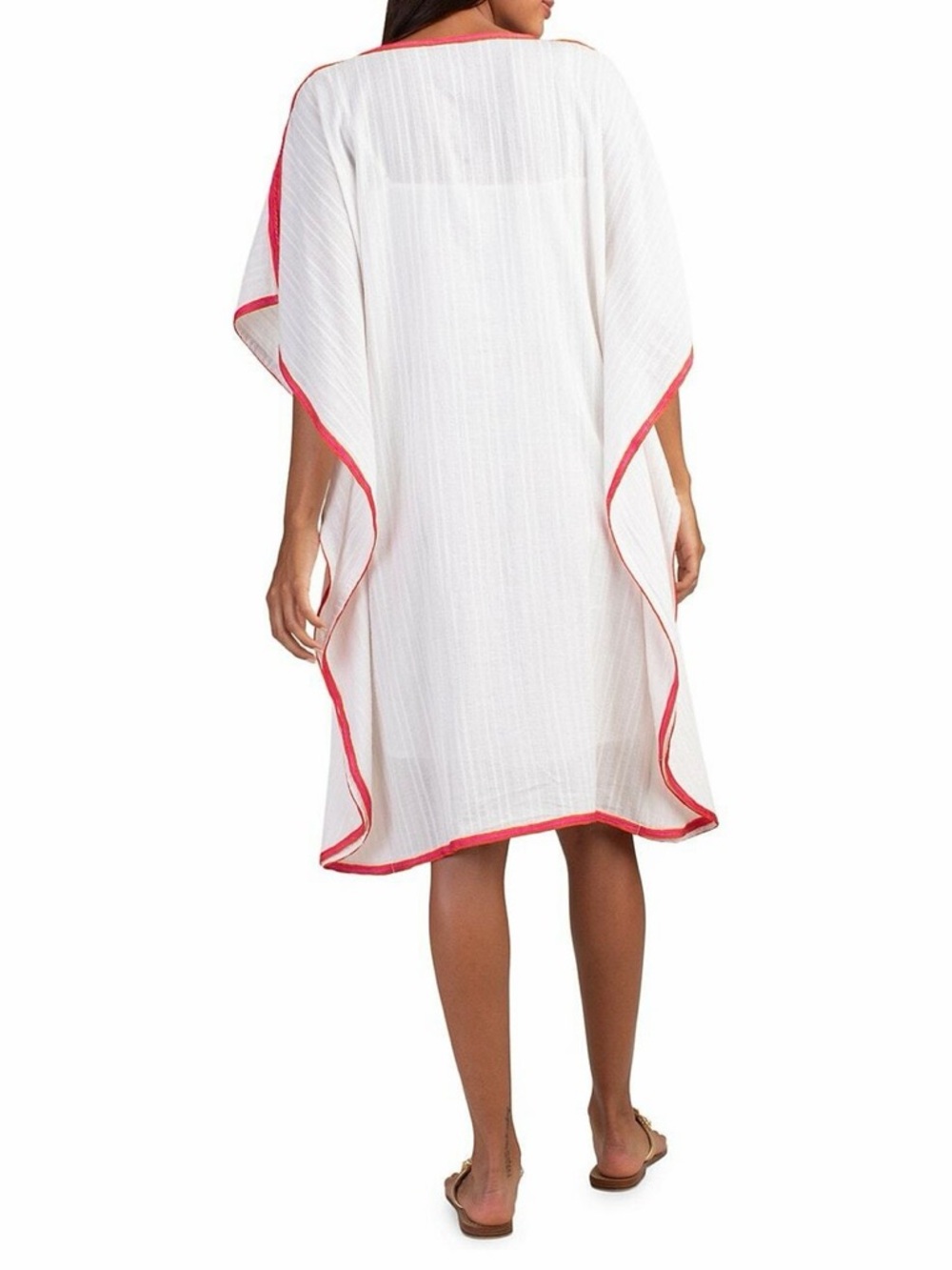 Trina Turk Mirah Embroidered White Kaftan Mini Dress - Picture 2 of 6